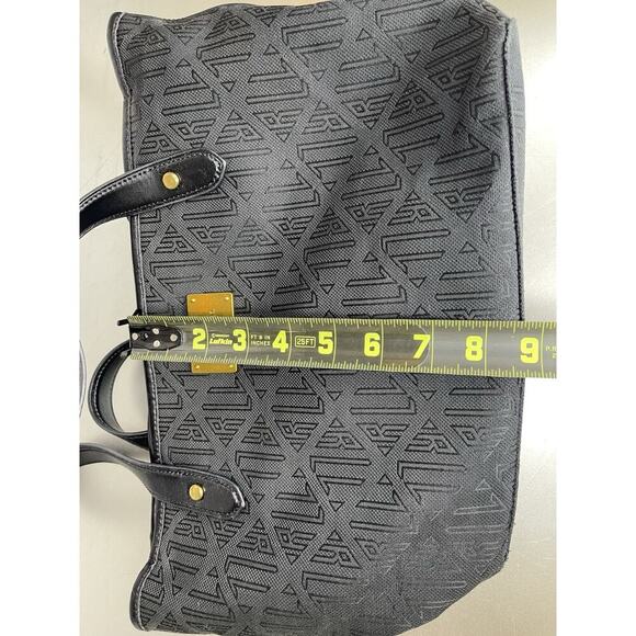 Lauren Ralph Lauren Monogram Canvas Tote Leather Straps Handbag Classic - Picture 9 of 10